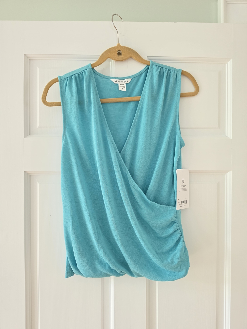 NWT Athleta Breezy Wrap Tank  Turquoise Sleeveless Wrap-Front Camisole